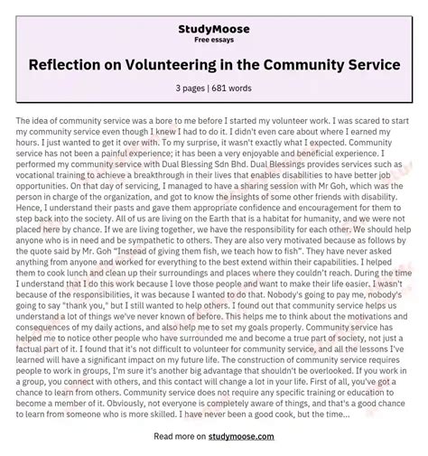 Read Reflection Paper On Volunteering 
