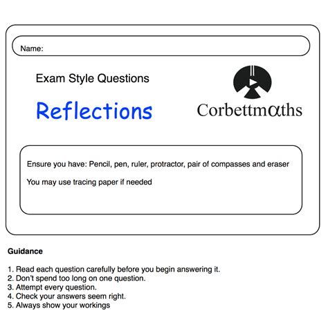 Reflections Practice Questions Corbettmaths Reflections And Translations Worksheet - Reflections And Translations Worksheet