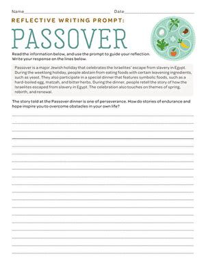 Reflective Writing Prompt Passover Worksheet Education Com Educational Writing Prompts - Educational Writing Prompts