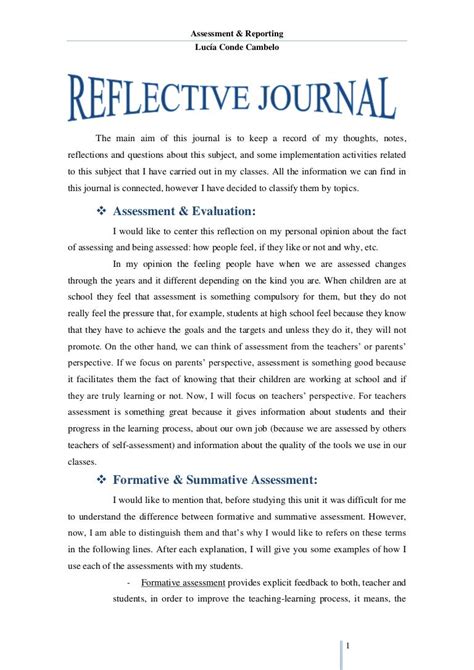 Full Download Reflective Journal Writing Examples 