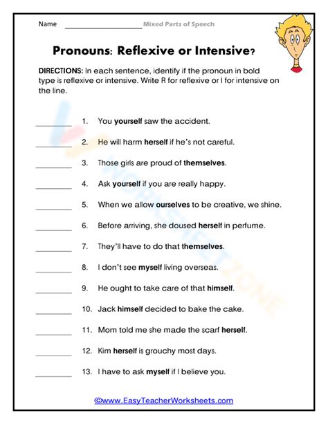 Reflexive And Intensive Pronouns Worksheet Intensive Pronouns Worksheet - Intensive Pronouns Worksheet