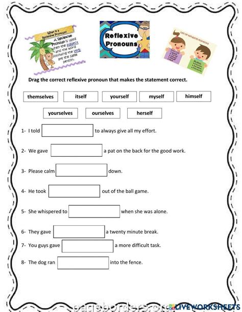 Reflexive Pronouns Interactive Exercise For Grade 6 Live Reflexive Pronoun Worksheet Grade 6 - Reflexive Pronoun Worksheet Grade 6