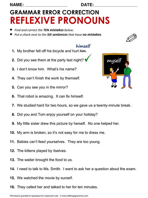 Reflexive Pronouns Worksheet With Answers Exercise 3 Your Pronouns Worksheet With Answers - Pronouns Worksheet With Answers