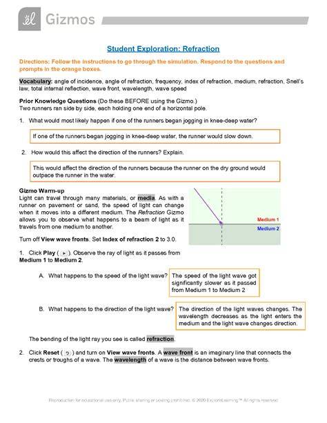 refraction gizmo answer