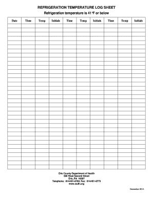 Refrigerant Usage Log Sheet