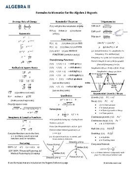 Regents Algebra 2 Reference Sheet