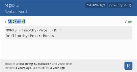 regex101: Replace word