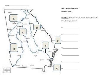 Regions And Rivers Of Georgia Quiz 2nd Grade Ga Rivers Worksheet 2nd Grade - Ga Rivers Worksheet 2nd Grade