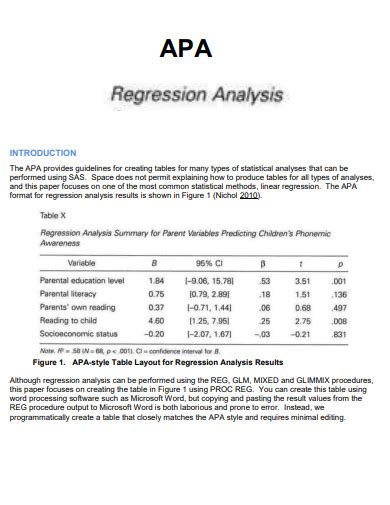 Regression Table Apa