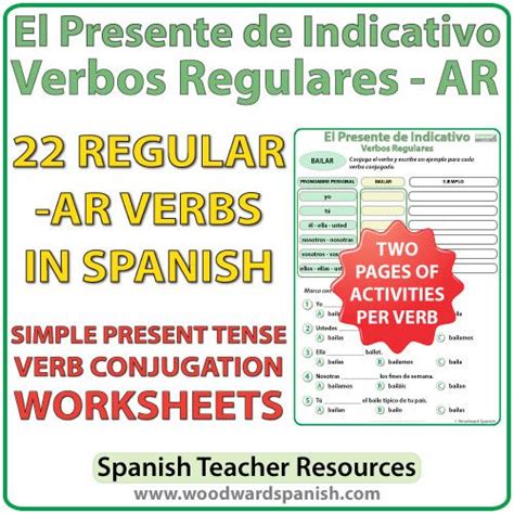 Regular Ar Verbs Conjugation Worksheets Woodward Spanish Ar Verb Worksheet - Ar Verb Worksheet