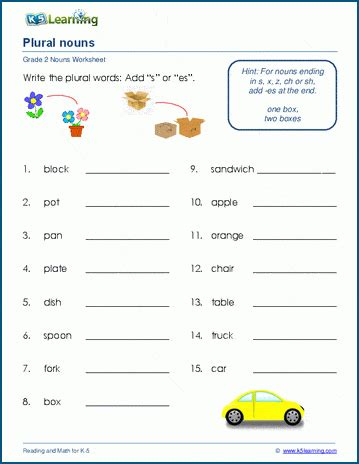 Regular Plural Nouns Worksheets K5 Learning Plural Noun Worksheet - Plural Noun Worksheet