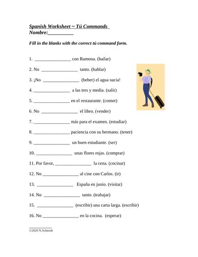 Regular Spanish Affirmative Tú Commands Worksheet And Answer Affirmative Tu Commands Worksheet Answers - Affirmative Tu Commands Worksheet Answers
