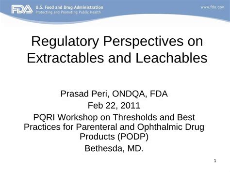 Download Regulatory Perspectives On Extractables And Leachables 