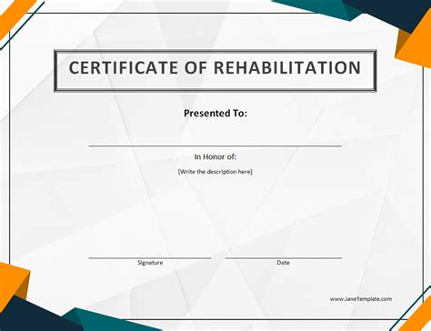 Rehab Completion Certificate