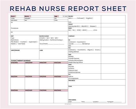 rehab nursing documentation samples
