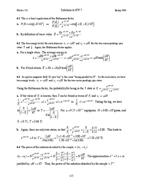 Read Online Reif Statistical Mechanics Solutions 