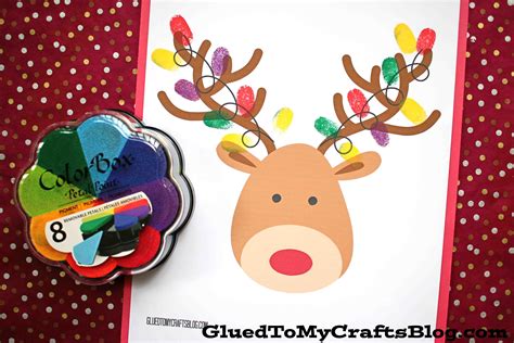 Reindeer Covered In Thumbprint Lights Glued To My Fingerprint Christmas Lights Template - Fingerprint Christmas Lights Template