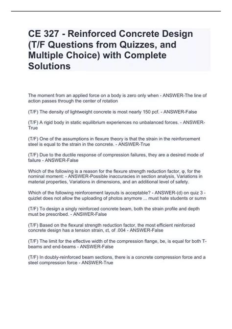 Read Online Reinforced Concrete Multiple Choice Questions 