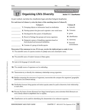 Read Reinforcement And Study Guide Biology Answers Chapter 17 