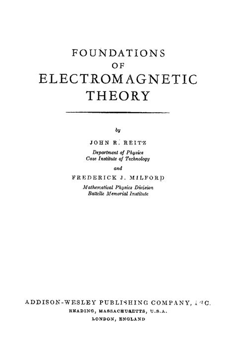 Download Reitz Electromagnetic Theory 
