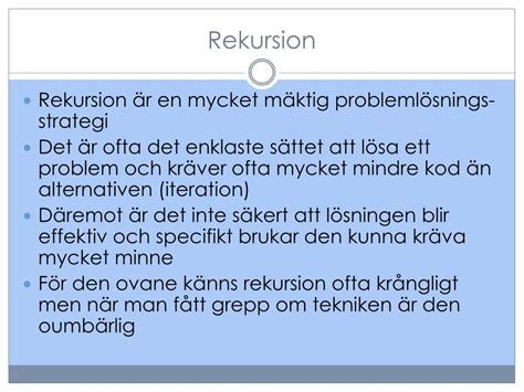 rekursion in för