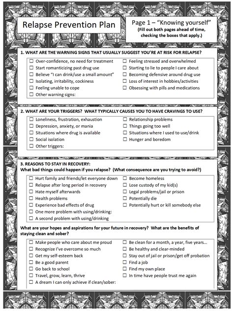 Relapse Prevention Worksheets