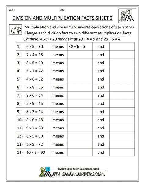 Related Facts Related Facts Multiplication And Division - Related Facts Multiplication And Division