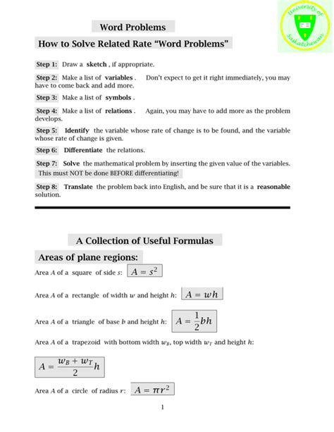 Download Related Rate Word Problems 