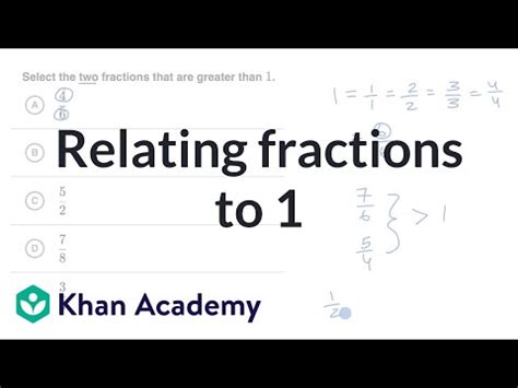 Relating Fractions To 1 Video Khan Academy Fractions 1 - Fractions 1