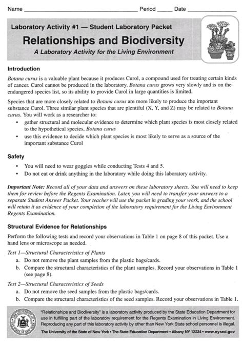Relationship And Biodiversity Lab Answer Key