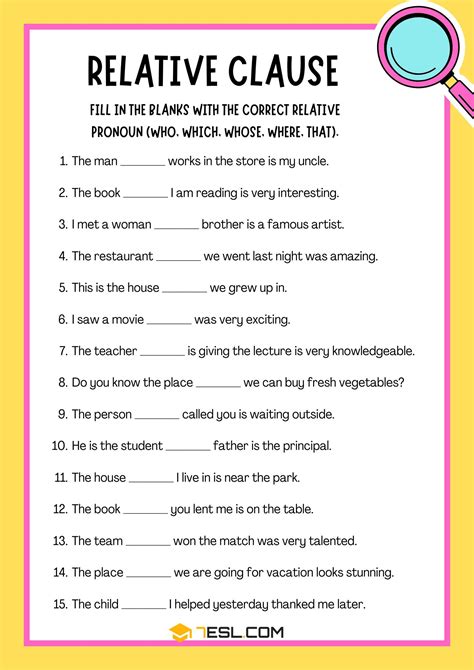 Relative Clauses Exercises