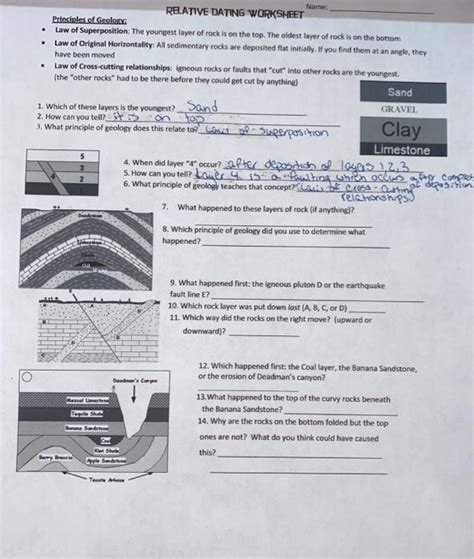 Relative Dating Worksheet Principles Of Geology The Principles Of Geology Worksheet - Principles Of Geology Worksheet