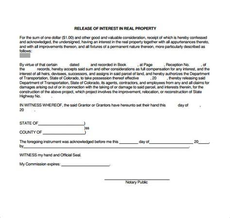 release of interest in property letter