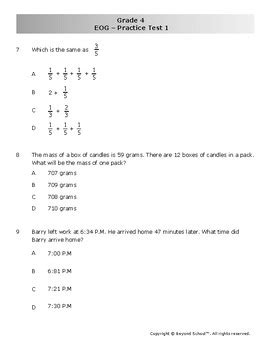 Released Eog 4th Grade Math