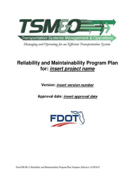 Reliability And Maintainability Program Plan Template