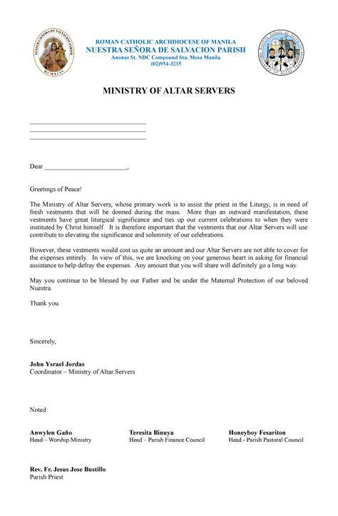 religious solicitation letter sample
