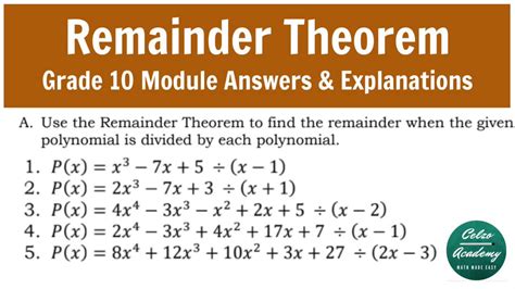 Remainder Theorem Grade 7 Worksheet Pdf With Answers Remainder Theorem And Factor Theorem Worksheet - Remainder Theorem And Factor Theorem Worksheet