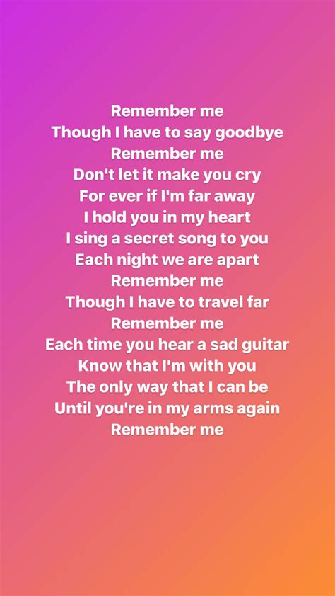 Remember Me Lyrics