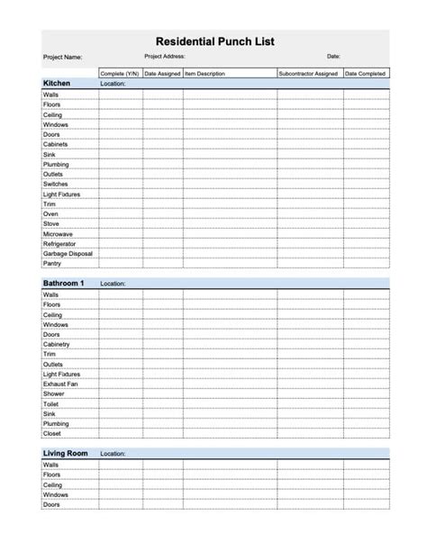 Full Download Remodeling Punch List Template Pdf 