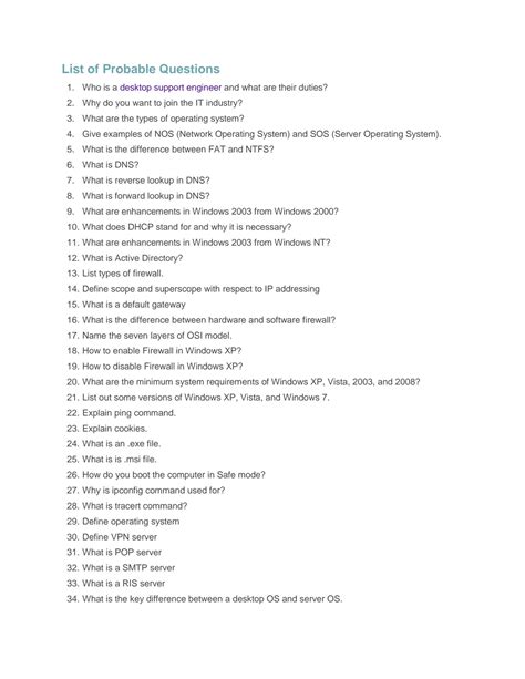 Remote Desktop Engineer Interview Questions