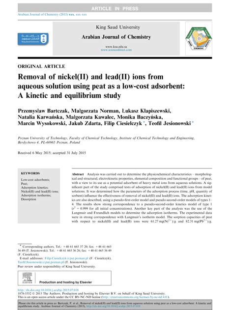 Read Removal Of Lead Ii From Aqueous Solution Using Low Cost 