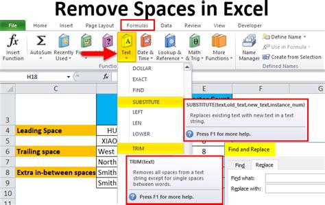 remove spaces excel formula