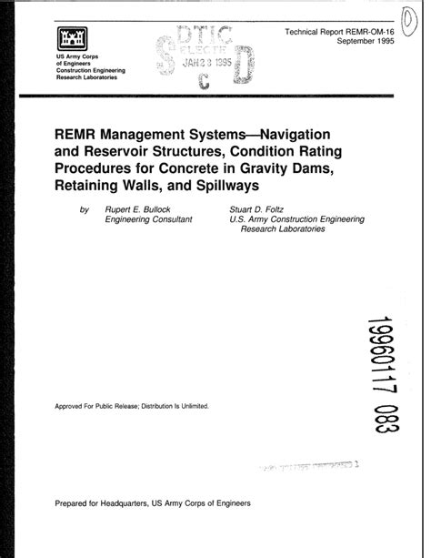 Remr Management Systems Navigation Structures Users Manual For Inspection And Rating Software Version 20 Technical Report