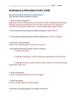 renaissance and reformation guide answers