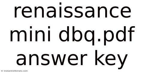 Renaissance Mini Answer Key