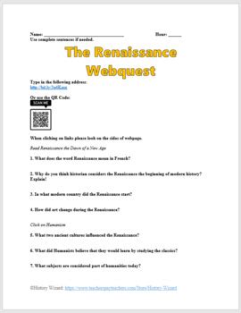 Renaissance Webquest Answer Key