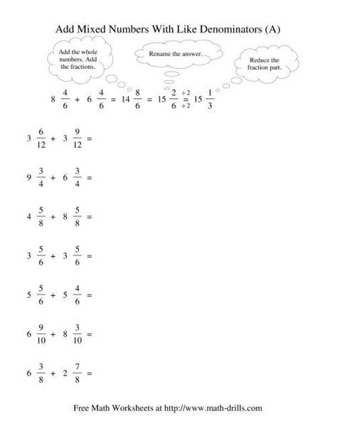 Renaming Fractions Math Practice Worksheet Grade 4 Renaming Mixed Fractions - Renaming Mixed Fractions