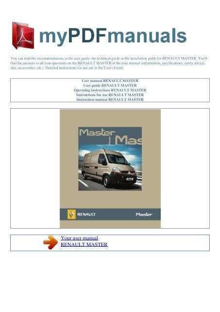 Renault Master 2015 User Guide
