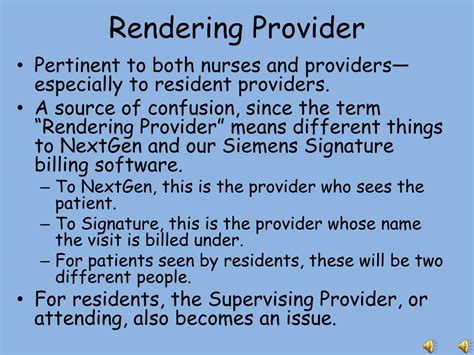 Rendering Provider Meaning