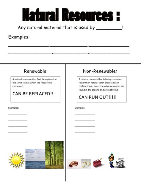 Renewable Amp Nonrenewable Resources Worksheets For Teachers Renewable Non Renewable Resources Worksheet - Renewable Non Renewable Resources Worksheet